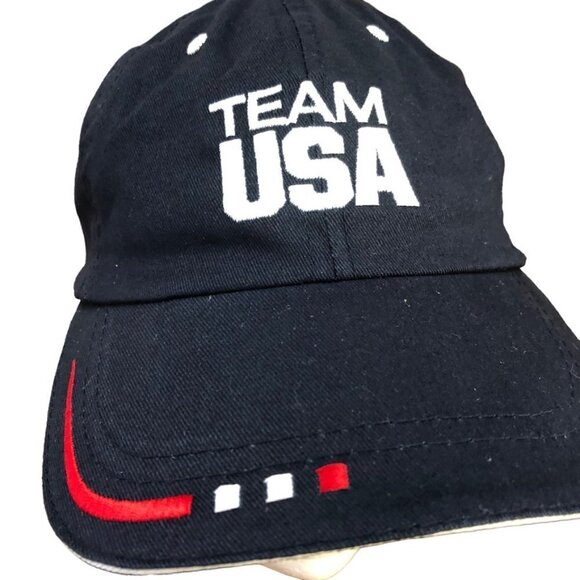 Olympics Team Apparel USA Hat Cap Navy Blue Hook & Loop Adjustable Back EUC - Picture 2 of 6